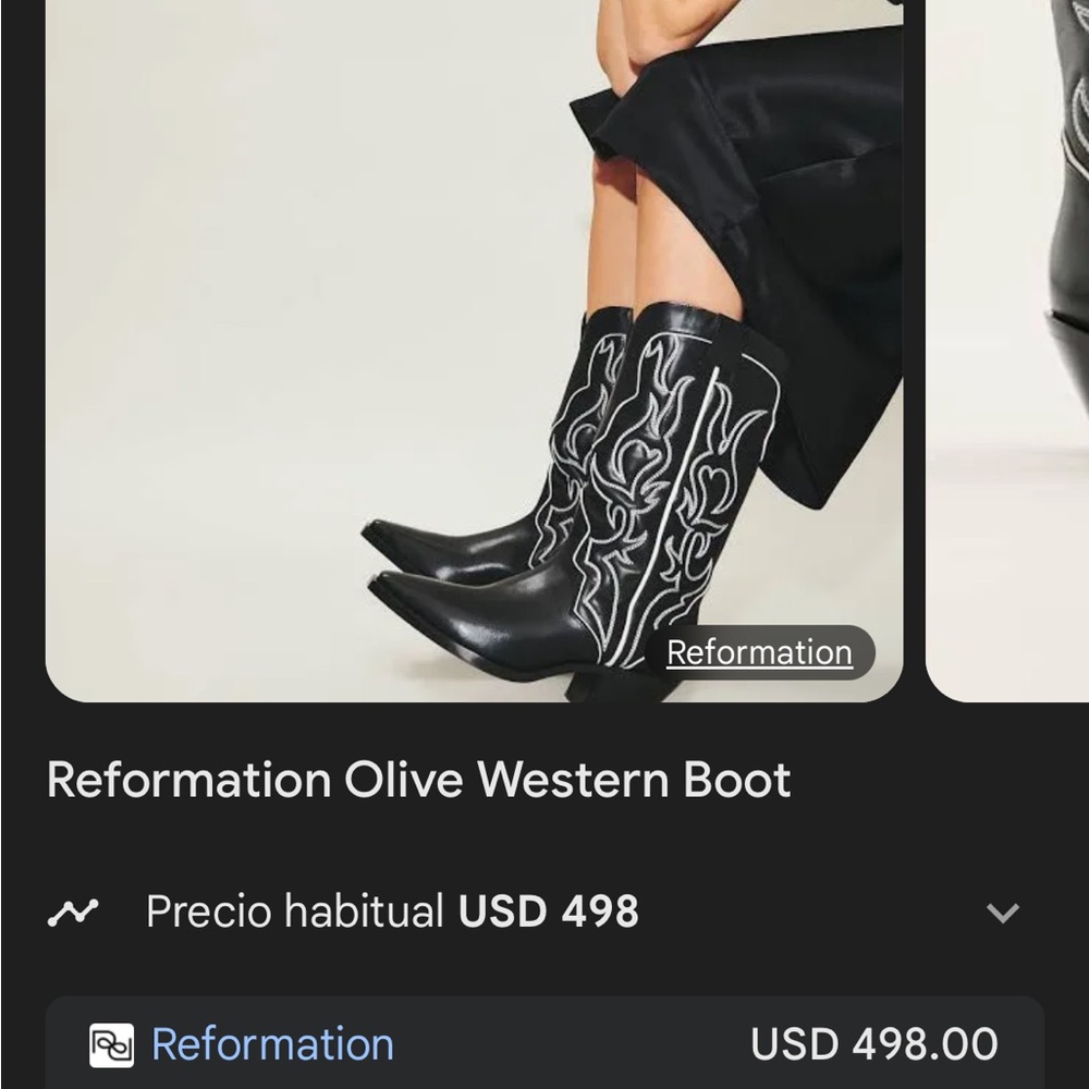 Reformation Black and White Western Boots